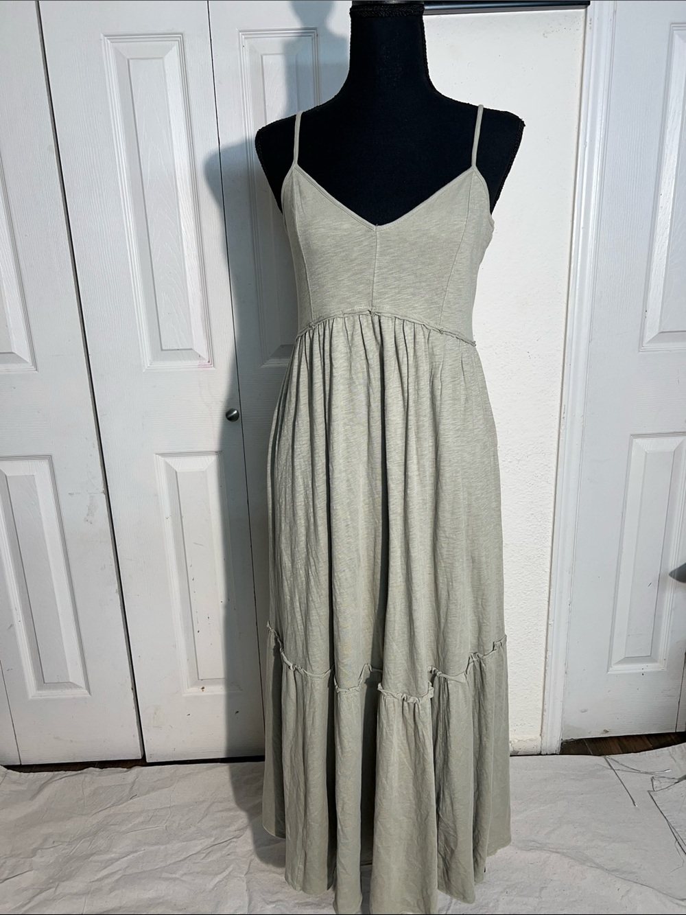 American Eagle Outfitters Sage Green Spaghetti Strap Maxi Dress